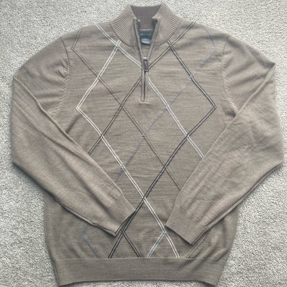 Tricots St. Raphael 1/4 Zip Argyle Pullover Sweater